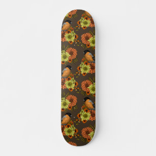 Bullfink på höstens blommigtar mini skateboard bräda 18,5 cm