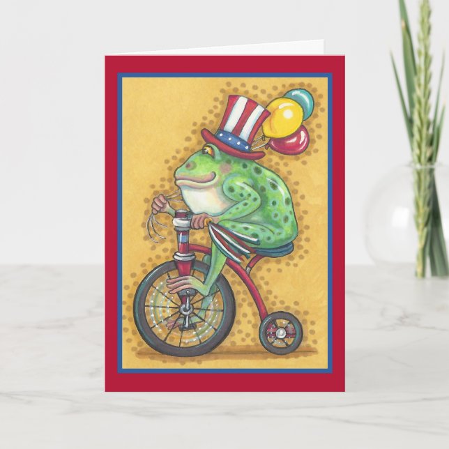 BULLFROG 4 JULI, FROG GREETING CARD Verse Kort (Framsida)