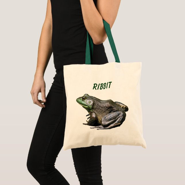 Bullfrog Ribbit Funny Nature Photo Tote Bag Tygkasse (Framsida (produkt))
