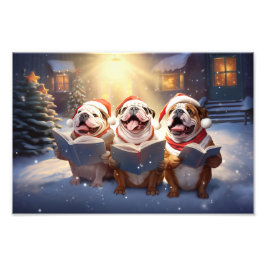 Bullhundars jul-Caroling Festive Helgdag Fototryck