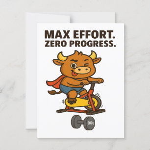 Bullio Funny Fitness - Max Effort, noll Progress Vykort