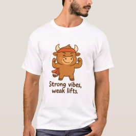 Bullio® Funny Gym Bull T-Shirt - Strong Vibe, Weak
