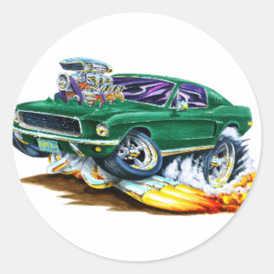 Bullitt Mustang med den stora motorn Runt Klistermärke