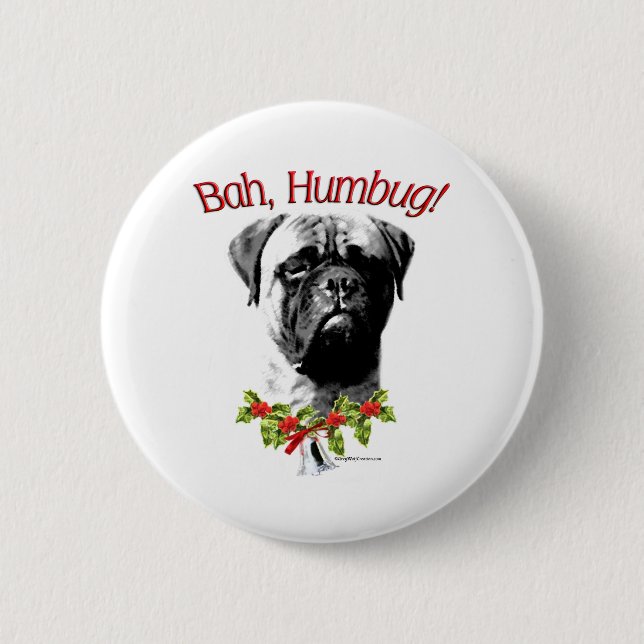 Bullmastiff Bah Humbug - Button Knapp (Framsida)