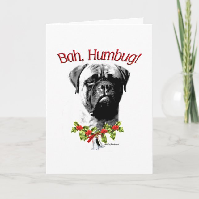 Bullmastiff Bah Humbug Helgkort (Framsida)