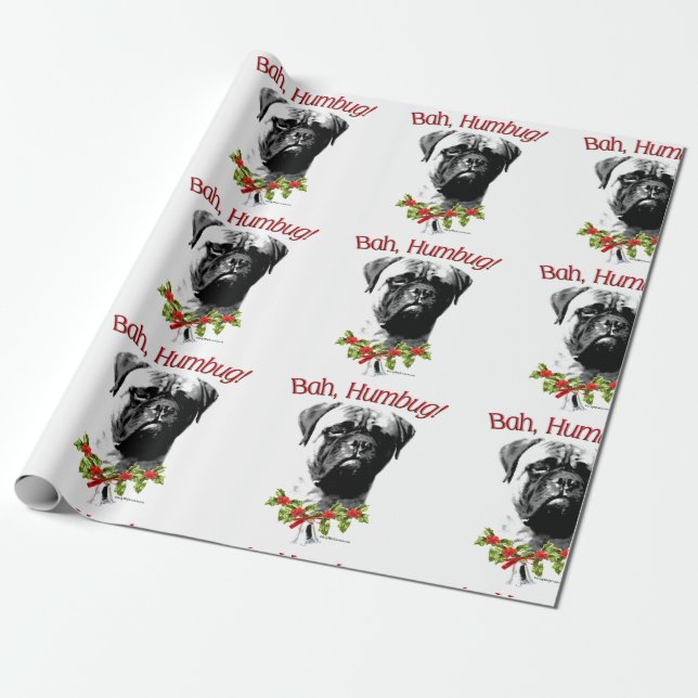 Bullmastiff Bah Humbug T-Shirt Presentpapper (Utrullad)