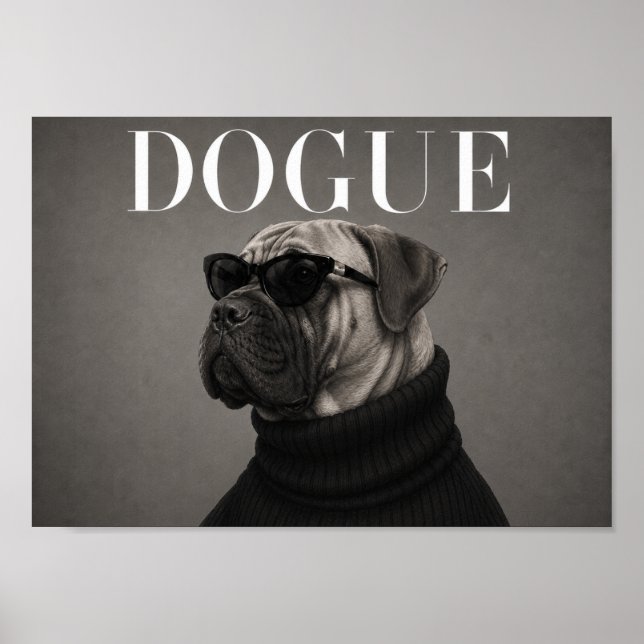 Bullmastiff Chic Mode Hund Konsttryck Poster (Framsidan)