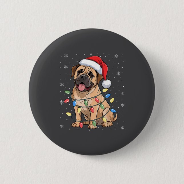 Bullmastiff Dog Christmas Tree Lights Dogs Xmas Pa Knapp (Framsida)