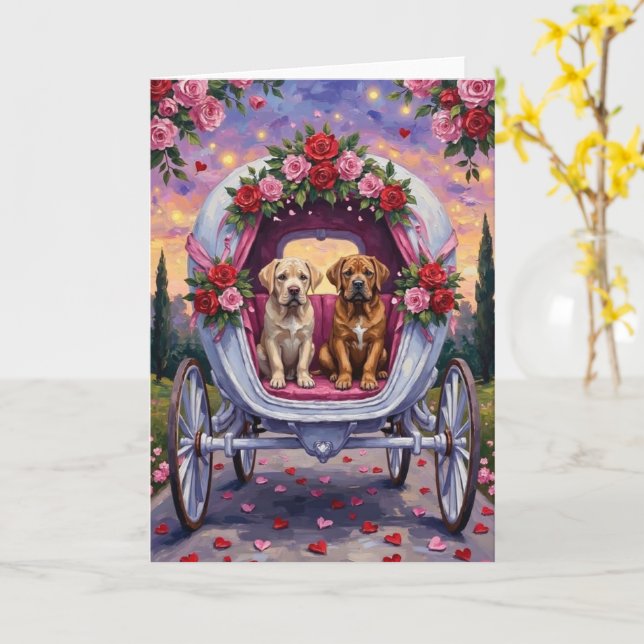 Bullmastiff Dog Valentine's Day  Kort (Gul blomma)