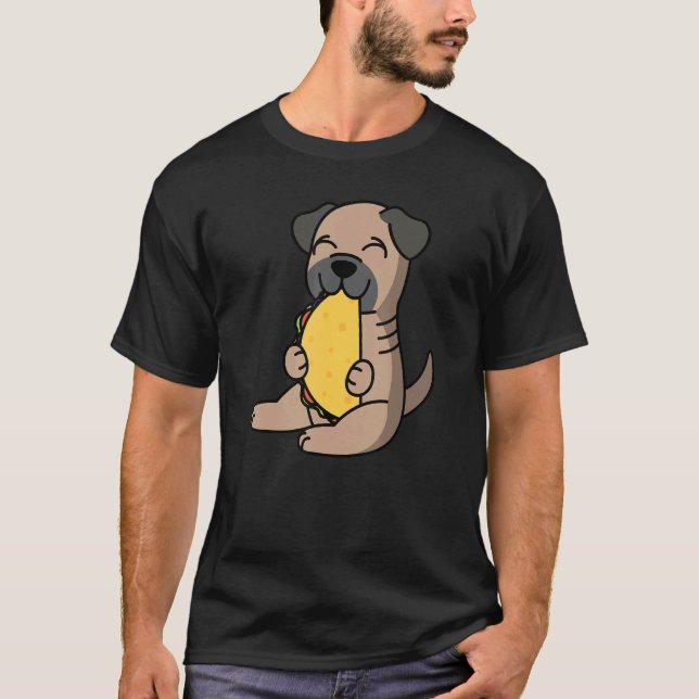 Bullmastiff Eatu A Taco Hund T Shirt (Framsida)