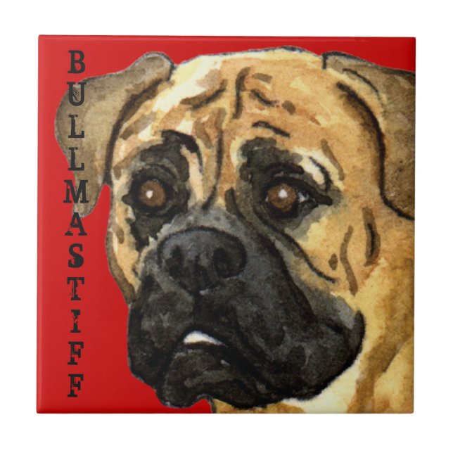 Bullmastiff Färg Block Kakelplatta (Framsidan)