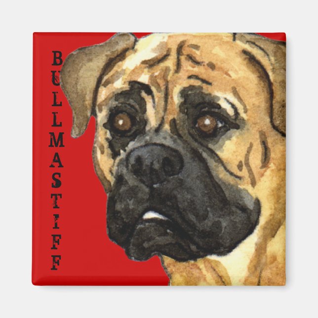 Bullmastiff Färg Block Magnet (Framsidan)