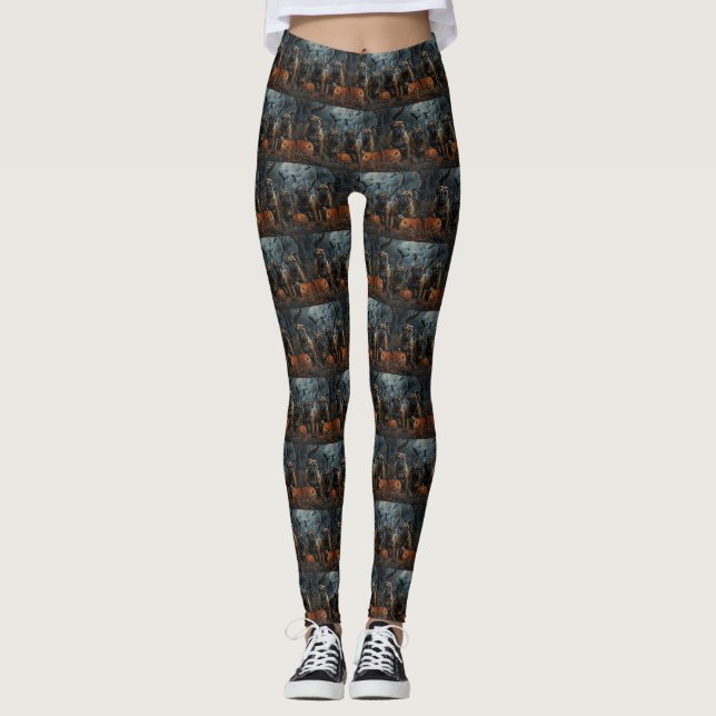Bullmastiff Halloween Natt Hund Delight Leggings (Framsida)
