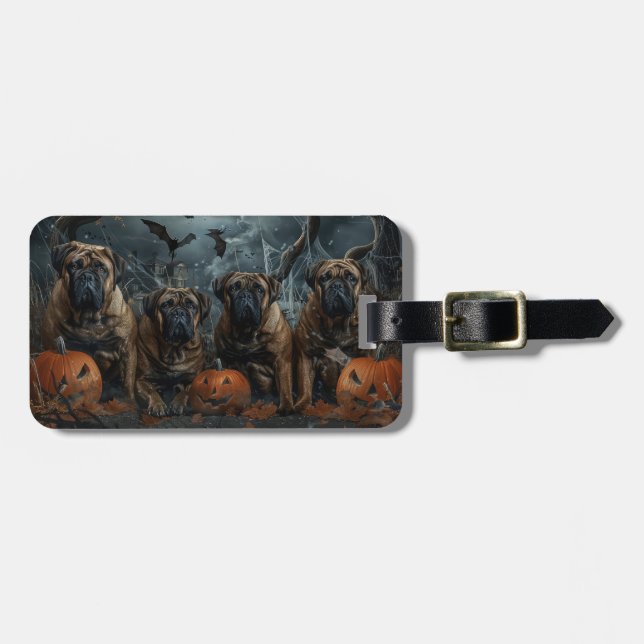 Bullmastiff Halloween Night Doggy Delight Bagagebricka (Horisontell Framsida)
