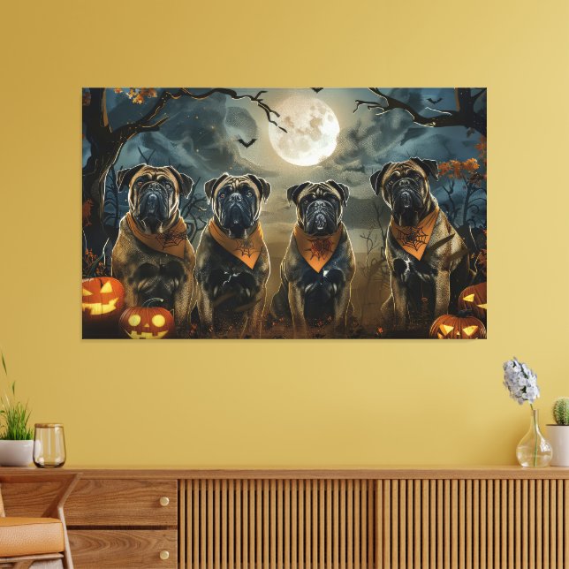 Bullmastiff Halloween Spooky Canvastryck (Insitu (Vardagsrum))