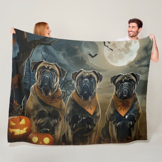 Bullmastiff Halloween Spooky Fleecefilt (På plats)