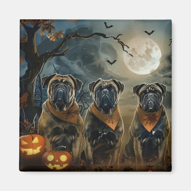 Bullmastiff Halloween Spooky Magnet (Framsidan)
