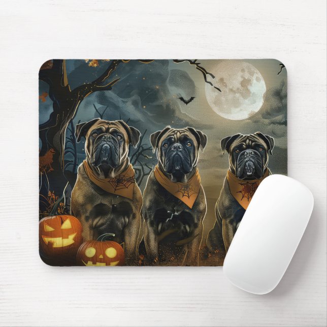 Bullmastiff Halloween Spooky Musmatta (Med mus)