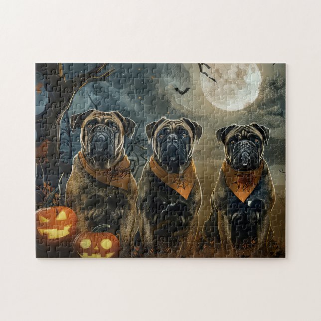 Bullmastiff Halloween Spooky Pussel (Horisontell)