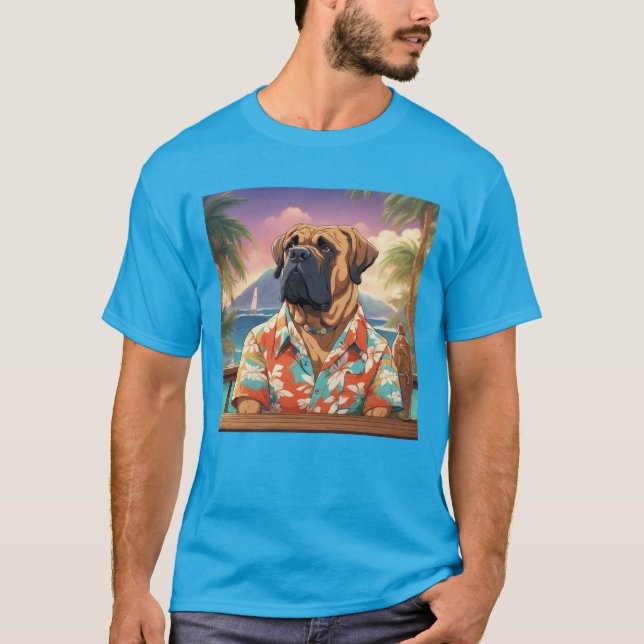 Bullmastiff Hawaiian Tee Shirt (Framsida)