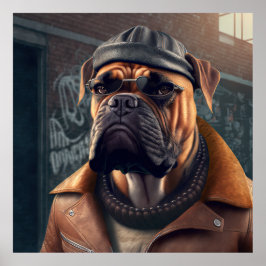 Bullmastiff Hipster Hund Poster
