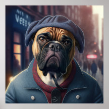 Bullmastiff Hipster Hund Poster