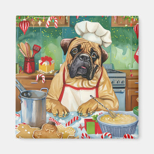 Bullmastiff Holiday Baking: Festiv jul Magnet