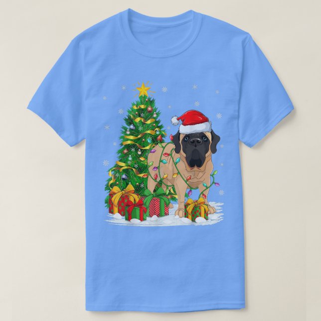 Bullmastiff Hund älskare Julafton Träd Santa Bullm T Shirt (Design framsida)