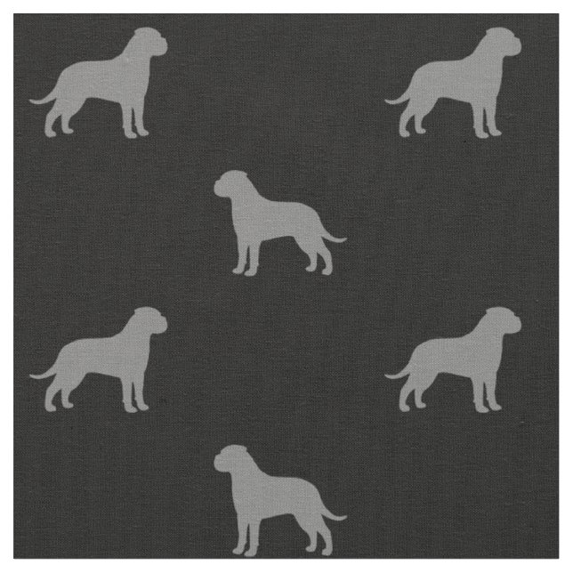 Bullmastiff Hund aveln Silhouettes Patterned Tyg (Närbild)