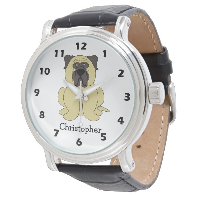Bullmastiff Hund Design Armbandsur (Vinklad)