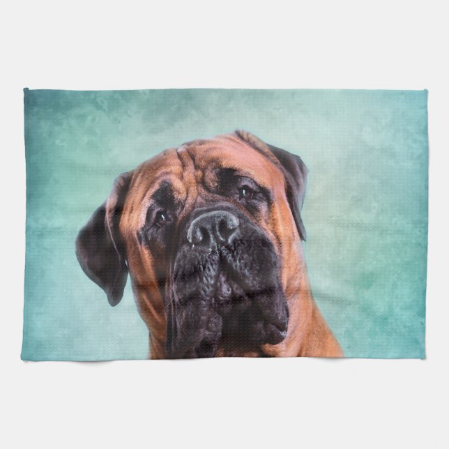 Bullmastiff hund kökshandduk (Horisontell)