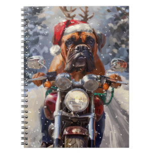 Bullmastiff Hund Riding Motorcykel jul Anteckningsbok