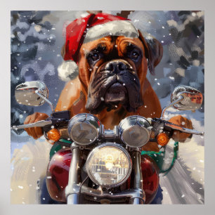 Bullmastiff Hund Riding Motorcykel jul Poster