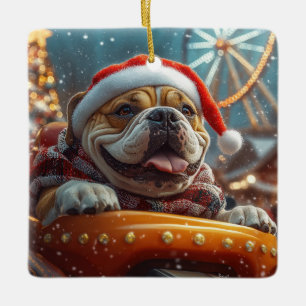 Bullmastiff Hund Roller Underlägg jul Julgransprydnad Keramik
