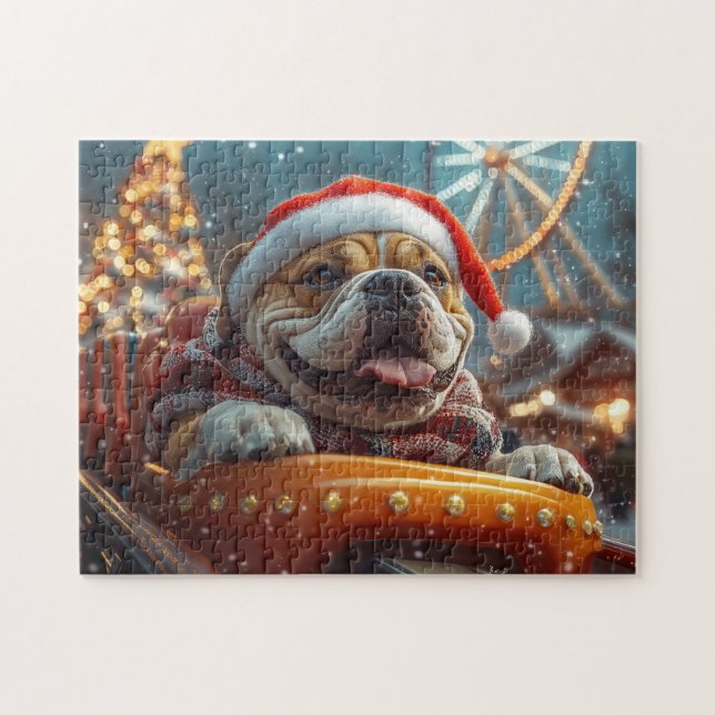 Bullmastiff Hund Roller Underlägg jul Pussel (Horisontell)