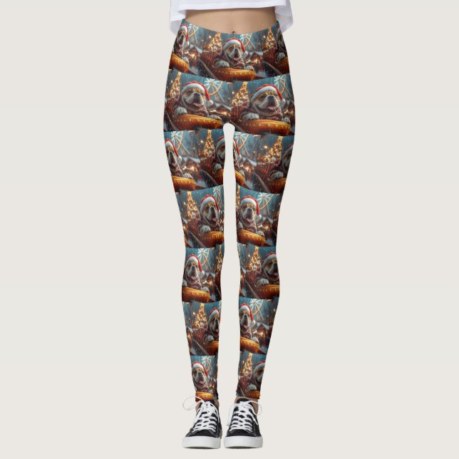 Bullmastiff Hund Rulltrappa Jul  Leggings (Framsida)
