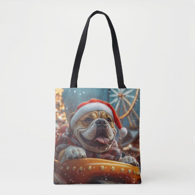 Bullmastiff Hund Rulltrappa Jul  Tygkasse (Framsida)