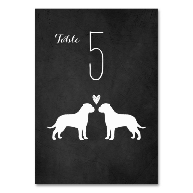 Bullmastiff Hund Silhouettes Wedding Reception Bordsnummer (Framsidan)