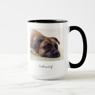 Bullmastiff hund som målas i akvarell mugg