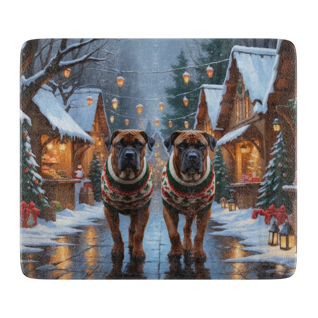 Bullmastiff Hundar Jul Snö Högtid  (Framsidan)