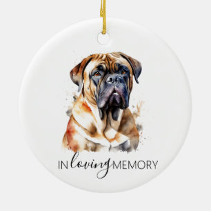 Bullmastiff husdjur hund minnes vattenfärg jul julgransprydnad keramik