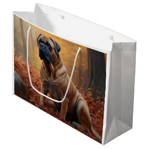 Bullmastiff i höstlöv Fall Inspire
