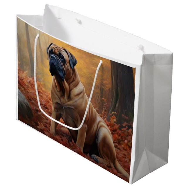 Bullmastiff i höstlöv Fall Inspire (Framsidan Vinklad)