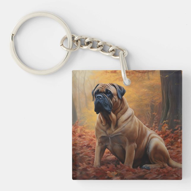 Bullmastiff i höstlöv Fall Inspire (Framsidan)
