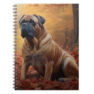 Bullmastiff i höstlöv Fall Inspire Anteckningsbok