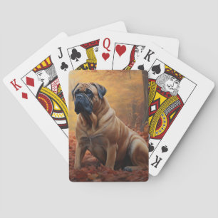 Bullmastiff i höstlöv Fall Inspire Casinokort