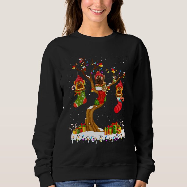 Bullmastiff i Sockor Jul T Shirt (Framsida)