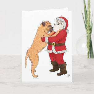 Bullmastiff Jowly jul Hälsning Helgkort