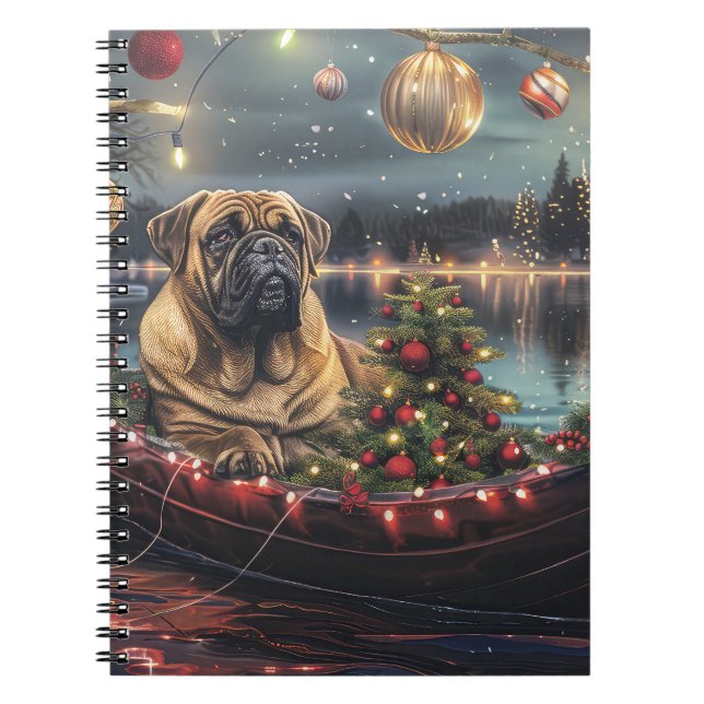 Bullmastiff jul - festlig resa anteckningsbok (Framsidan)