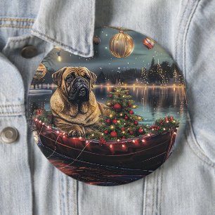 Bullmastiff jul - festlig resa knapp